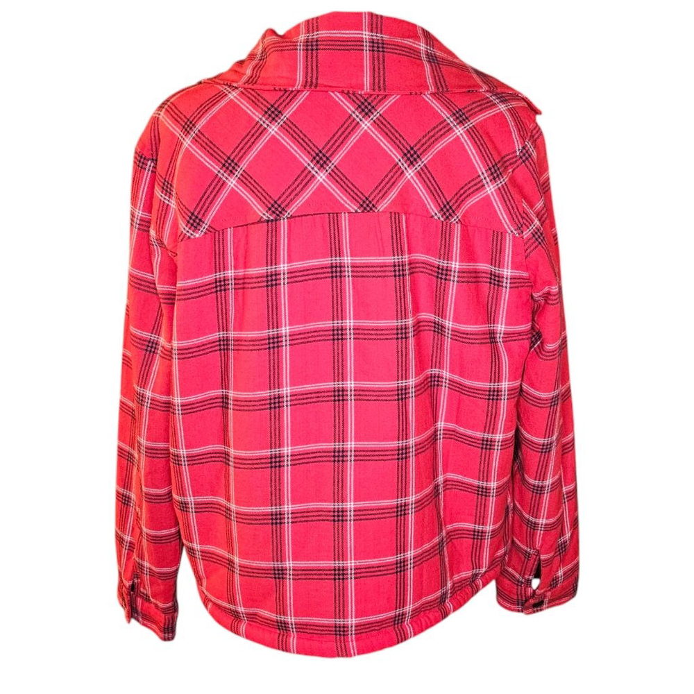 Lucky Brand Small Red Plaid Faux Fur Lined Button Down Jacket - Picture 3 of 6